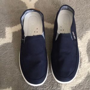 Men’s Navy Blue canvas boat shoes. Size 13